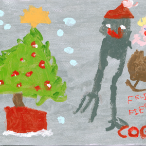 GANADOR Categoría de 3 a 7 años «Tyrannosaurus rex en Navidad» (nº 3) Autor: Martín (3 años)